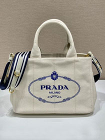 Prada original canvas jardiniere medium handbag 1BG439 white