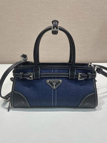 Prada original denim bonnie mini tote bag 1BA486 blue&black