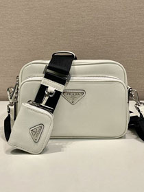 Prada original saffiano calfskin small shoulder bag 2VH170 white