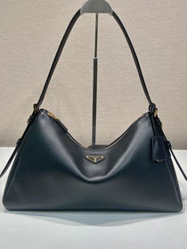 Prada original soft calfskin aimee large shoulder bag 1BC228 black