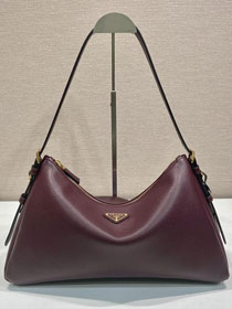 Prada original soft calfskin aimee large shoulder bag 1BC228 burgundy