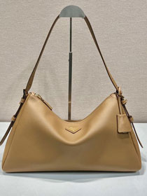 Prada original soft calfskin aimee large shoulder bag 1BC228 caramel