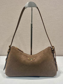Prada original suede aimee medium shoulder bag 1BC229 brown