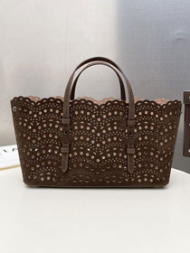 Alaia original nubuck calfskin mina 28 bag AL0002 dark brown