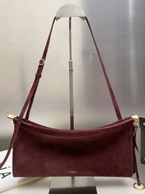 Alaia original nubuck calfskin le click east west medium flap bag AL0020 bordeaux