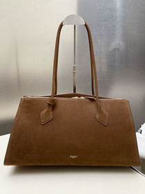 Alaia original nubuck calfskin teckel large tote bag AL0013 brown