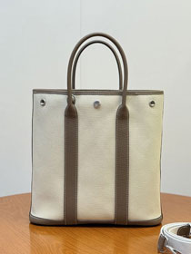 Hermes original canvas garden file 28 tote bg HG0028 grey etoupe&white
