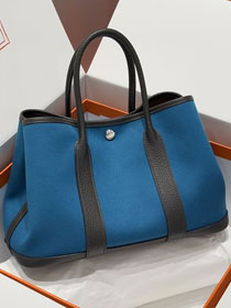 Hermes original canvas garden party large 36 bag HG0039 blue de prusse&ebene