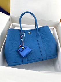 Hermes original negonda leather medium garden party 30 bag HG0030 blue konos