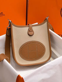Hermes original canvas mini evelyne tpm 17 shoulder bag E17 brown