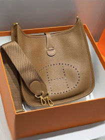 Hermes original togo leather evelyne pm shoulder bag E29 alezan