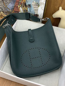 Hermes original togo leather evelyne pm shoulder bag E29 vert cypres
