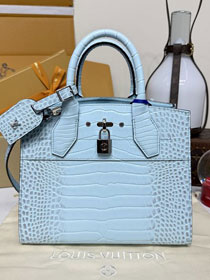 Louis vuitton original crocodile calfskin city steamer mm bag M84672 blue