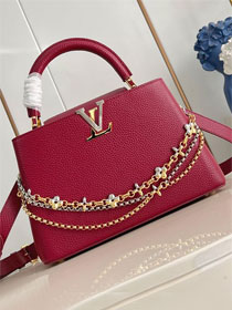 Louis vuitton original calfskin capucines MM handbag M27035 wine