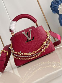 Louis vuitton original calfskin capucines mini handbag M26351 wine