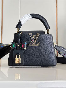 Louis vuitton original calfskin capucines mini handbag M14101 black