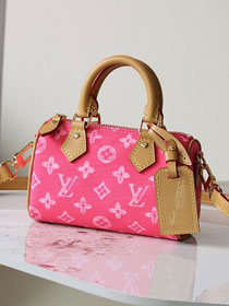 Louis vuitton original monogram canvas nano speedy M28322 rose pink