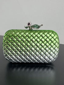 BV original lambskin knot pouch 826183 silver&green