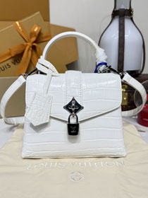 Louis vuitton original crocodile calfskin rose des vents mini handbag n84713 white