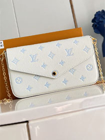 Louis vuitton original calfskin felicie pochette M28127 milky&blue