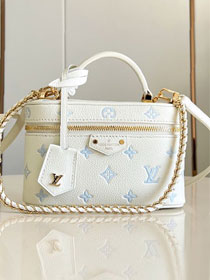 Louis vuitton original calfskin vanity chain pouch M27744 milky&blue