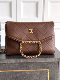 CC original calfskin medium handbag AS5896 dark brown