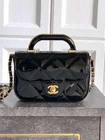 CC original patent calfskin small clutch AS5805 black