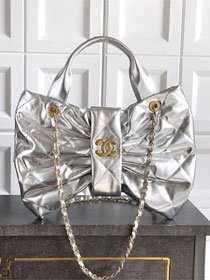 CC original lambskin large handbag AS5851 silver