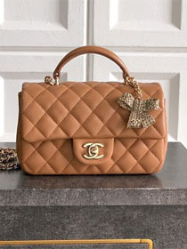 CC original lambskin top handle flap bag AS1790 brown