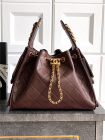 CC original grained calfskin 25 small handbag AS5293 dark brown