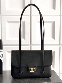CC original grained calfskin small flap bag AS6130 black