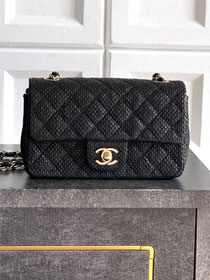 CC original straw mini flap bag A69900 black