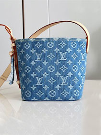 Louis vuitton original denim all in BB handbag M28107 blue