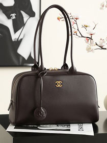 CC calfskin medium bowling bag AS6580 dark brown