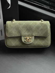 CC suede calfskin mini flap bag AS6626 green