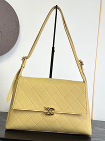 CC lambskin maxi flap bag AS6482 yellow