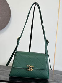 CC lambskin small flap bag AS6489 green