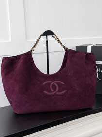 CC suede calfskin large shopping bag AS6475 burgundy